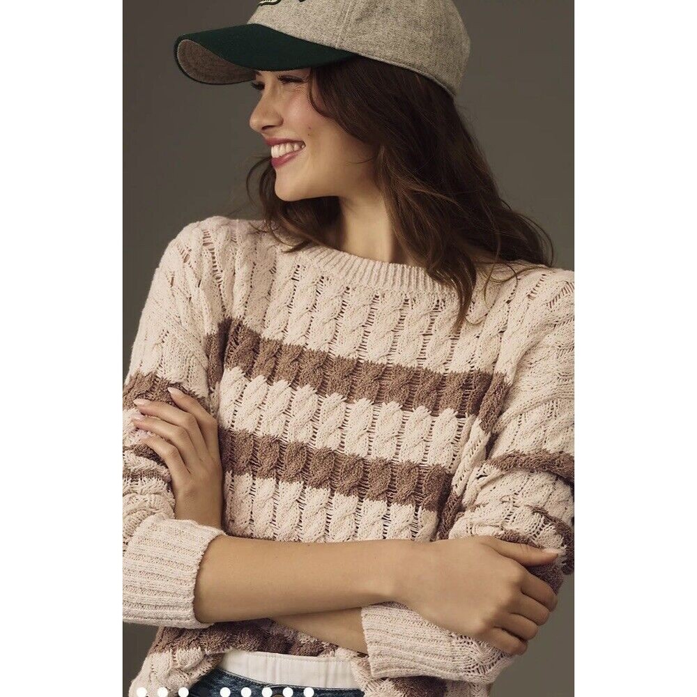 ANTHROPOLOGIE Pilcro Longline Stitch Sweater Oversized Soft Size Medium $128 NWT